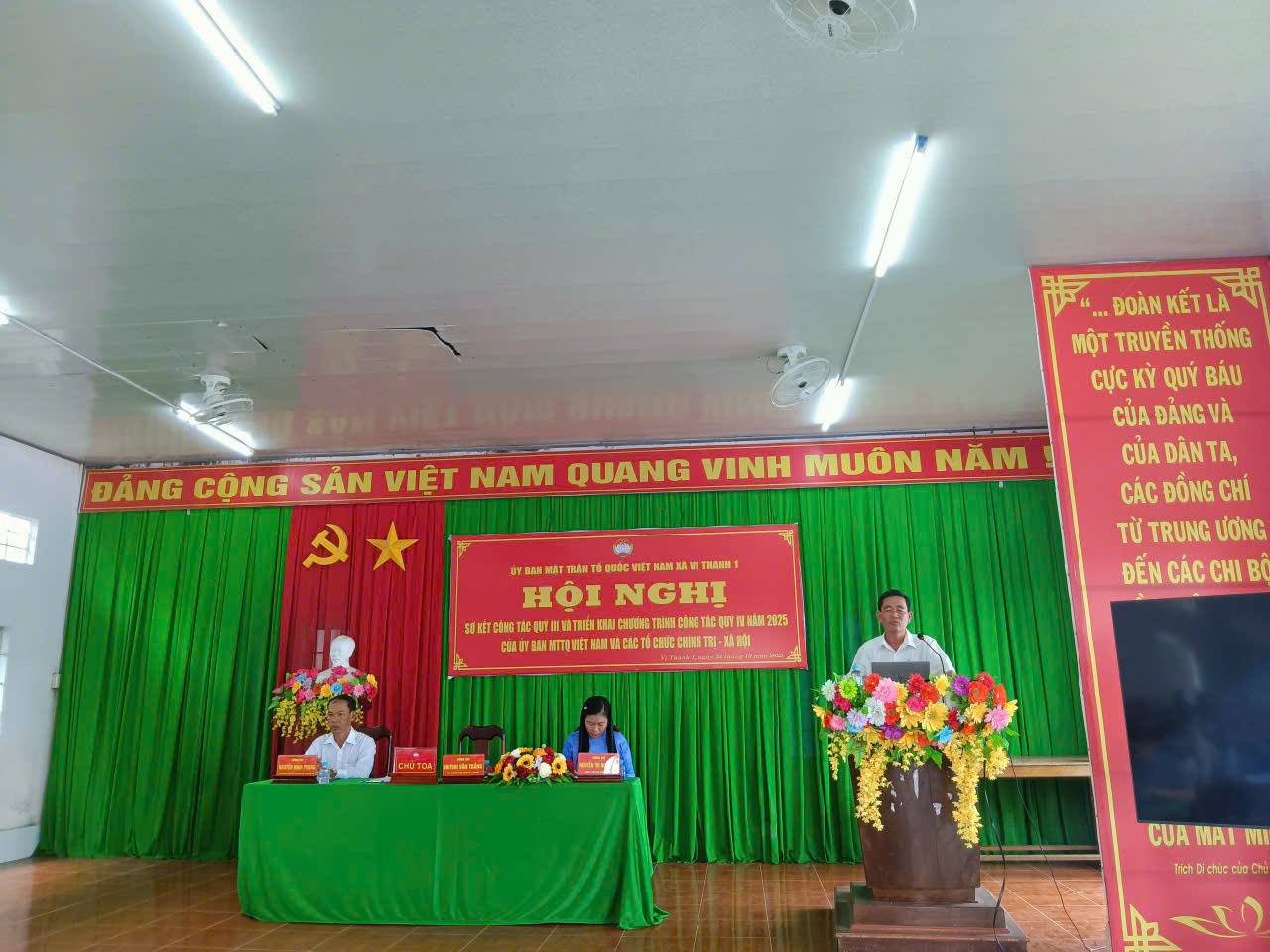  Hội nghị sơ kết Quý III và triển khai chương trình công tác Quý IV của MTTQVN xã và các tổ chức chính trị- xã hội xã Vị Thanh 1
