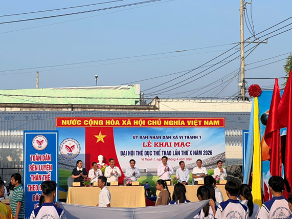 Khai mạc Đại hội Thể dục thể thao xã Vị Thanh 1 lần thứ X, hơn 600 vận động viên tham gia