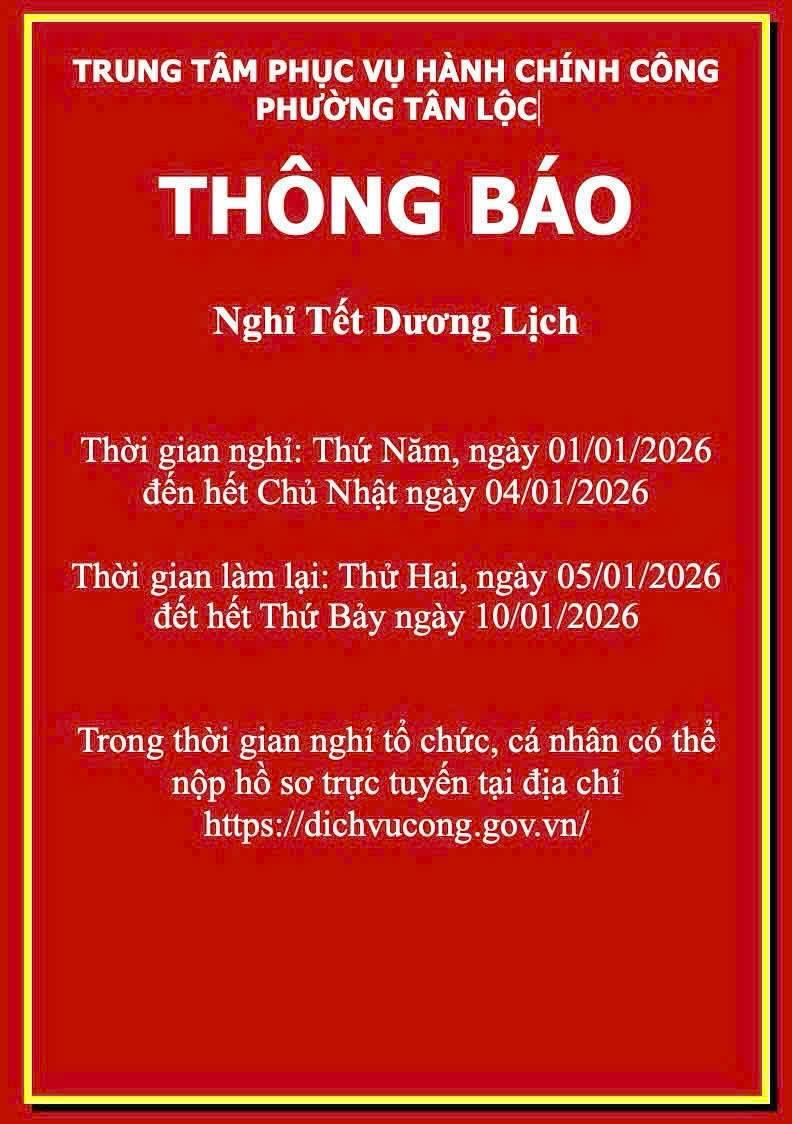 THÔNG BÁO NGHỈ TẾT DƯƠNG LỊCH
