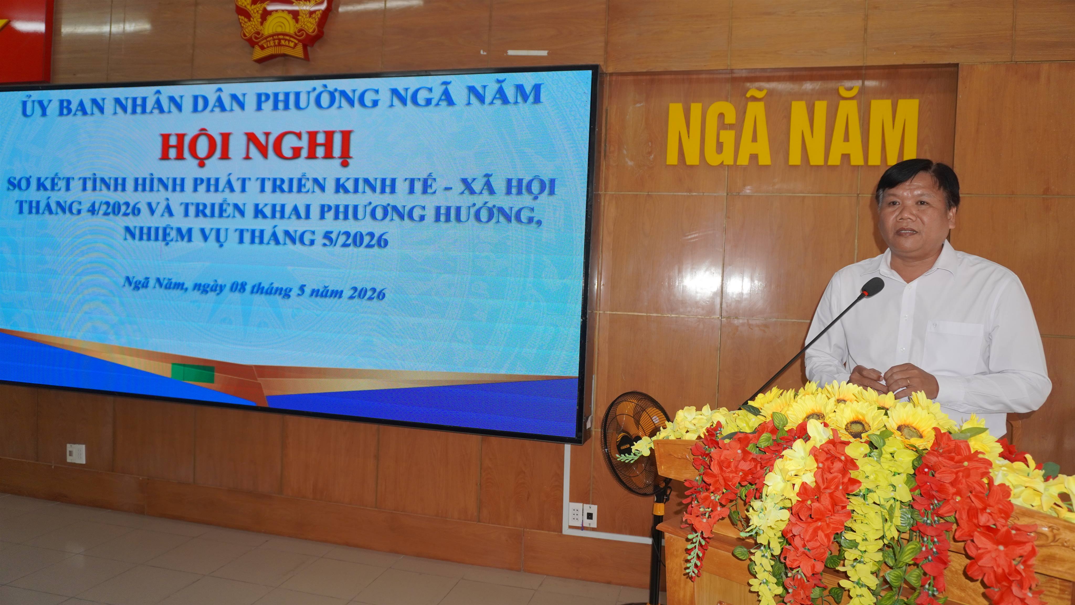 UBND phường Ngã Năm tổ chức Hội nghị sơ kết tình hình phát triển kinh tế - xã hội tháng 4 và triển khai phương hướng, nhiệm vụ tháng 5 năm 2026