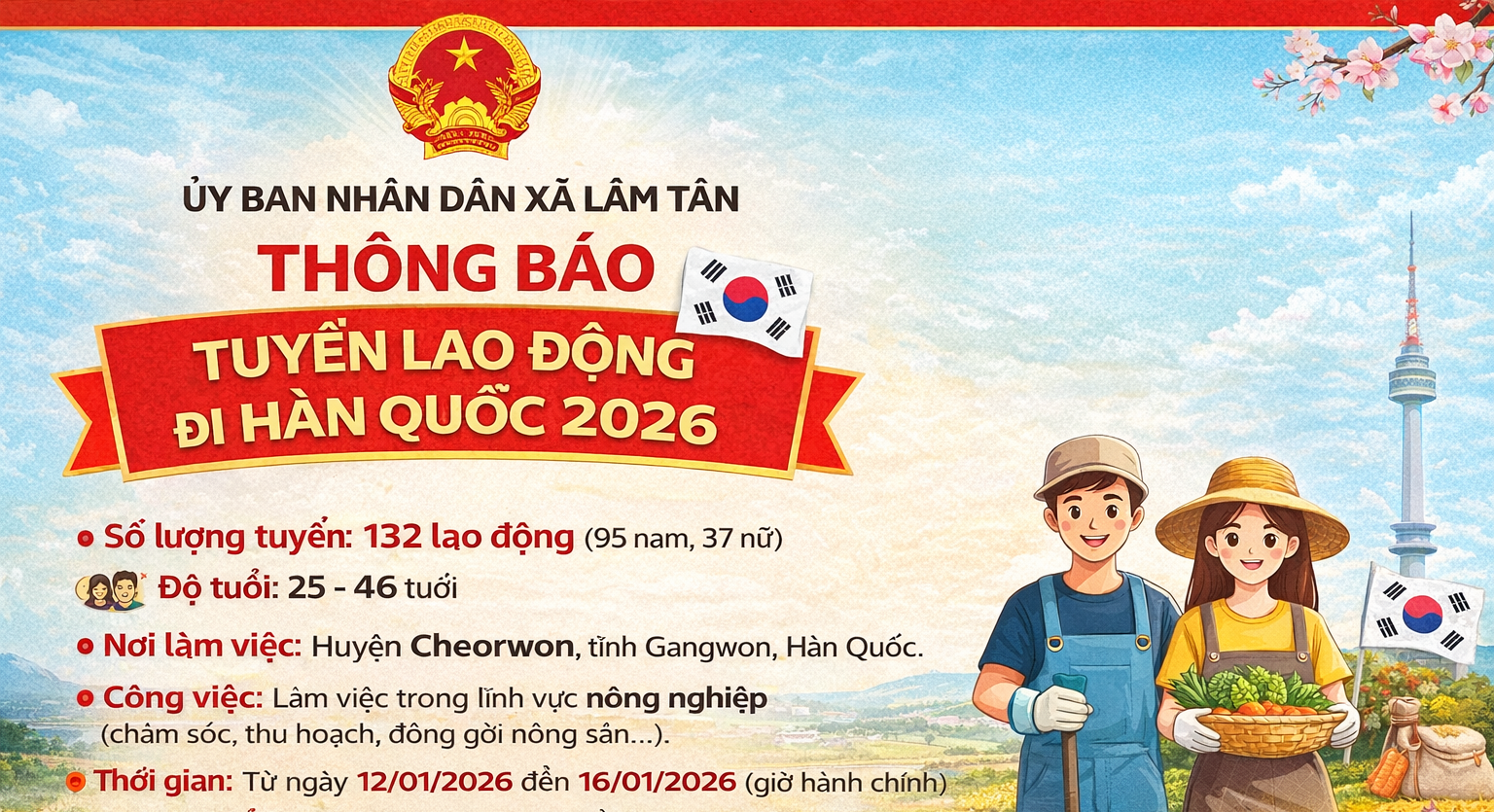 Thông báo tuyển chọn lao động đi làm việc thời vụ tại Hàn Quốc năm 2026