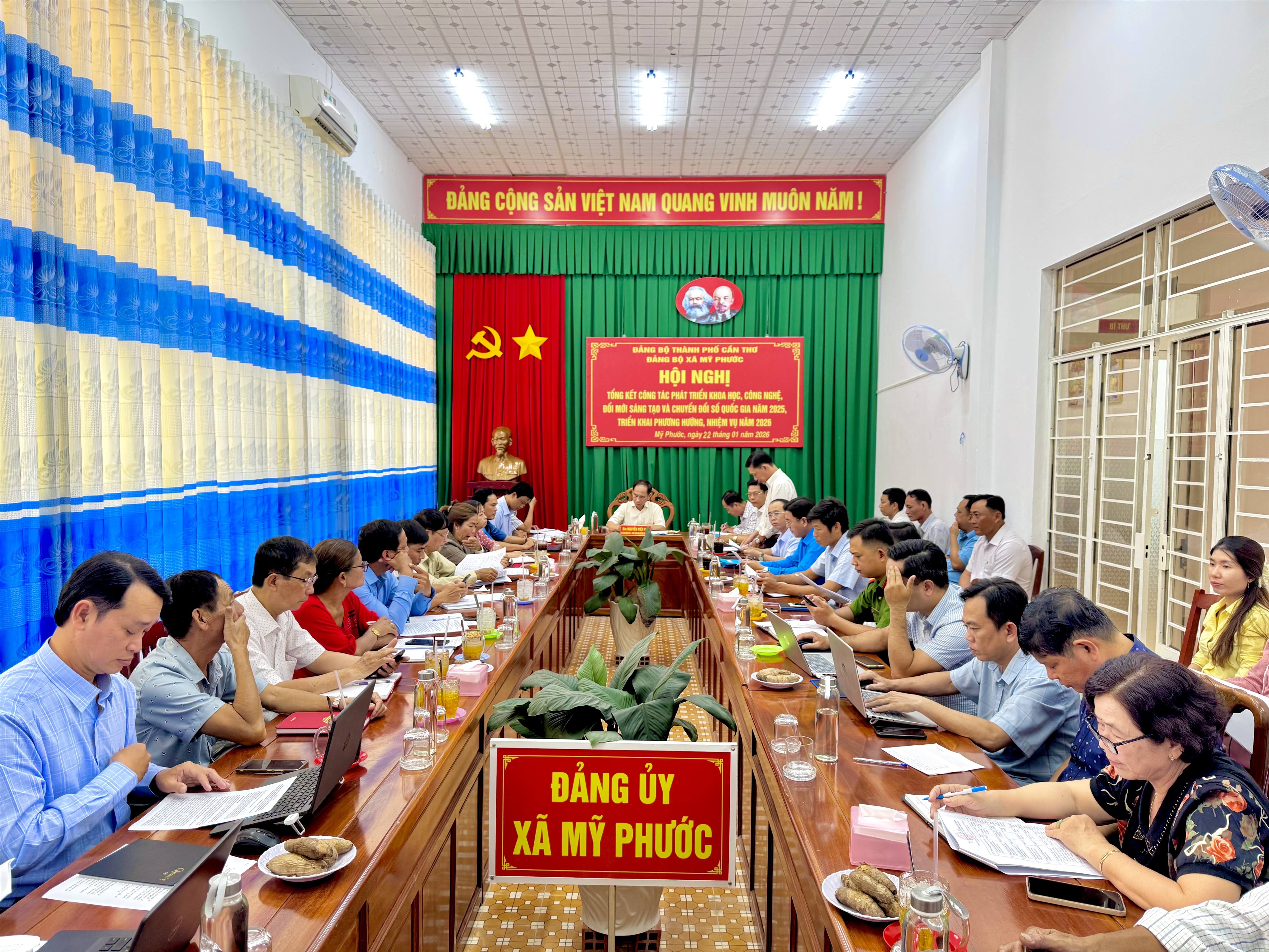 Xã Mỹ Phước tổ chức Hội nghị tổng kết công tác năm 2025 và phương hướng, nhiệm vụ năm 2026 của Ban Chỉ đạo xã Mỹ Phước về phát triển khoa học, công nghệ, đổi mới sáng tạo và chuyển đổi số quốc gia