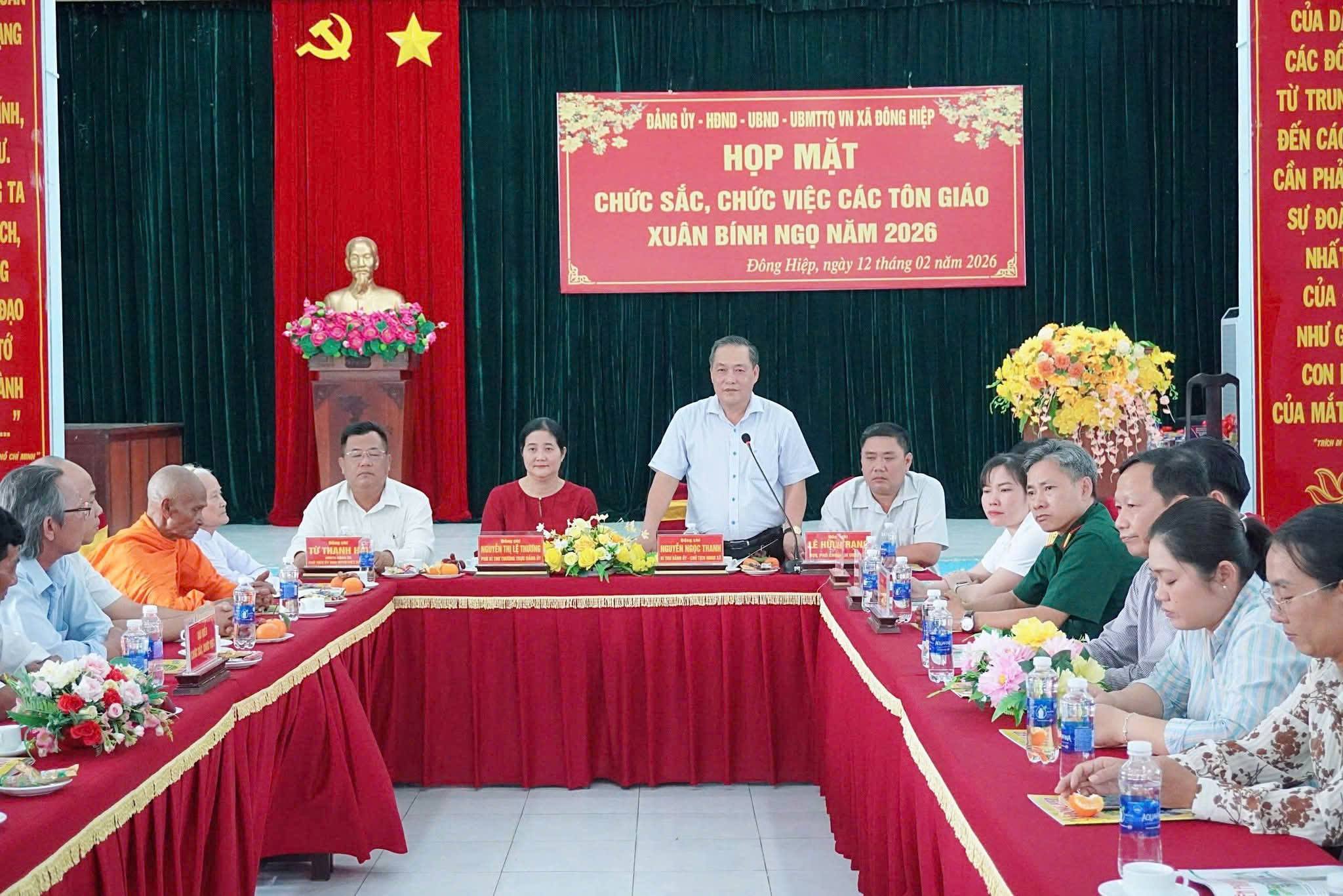 XÃ ĐÔNG HIỆP TỔ CHỨC HỌP MẶT CÁC VỊ CHỨC SẮC, CHỨC VIỆC TIÊU BIỂU CÁC TÔN GIÁO MỪNG XUÂN BÍNH NGỌ NĂM 2026 