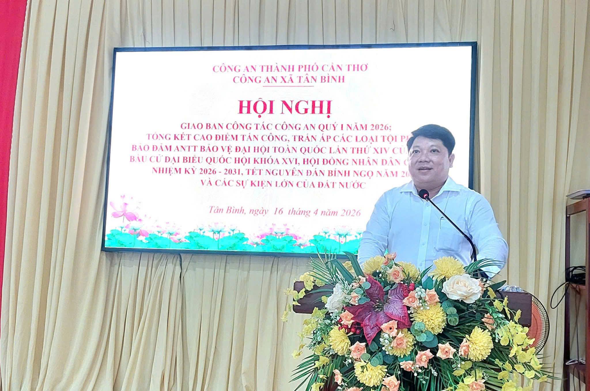 CÔNG AN XÃ TÂN BÌNH TỔ CHỨC HỘI NGHỊ ĐÁNH GIÁ SƠ KẾT CÔNG TÁC QUÝ I, NĂM 2026