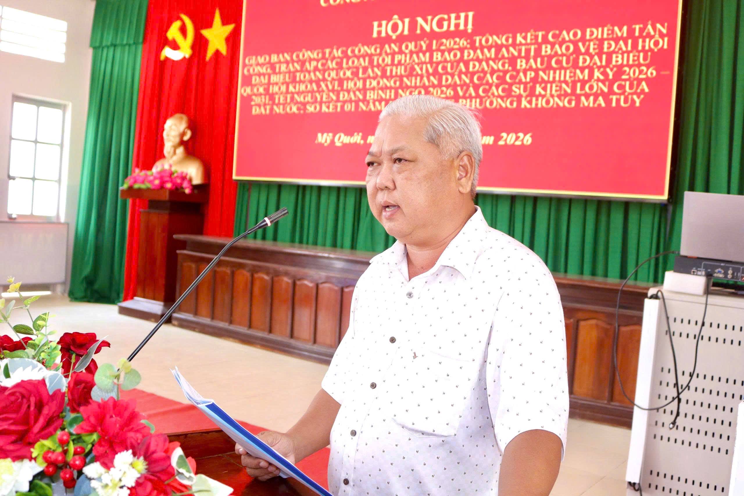 CÔNG AN PHƯỜNG MỸ QUỚI TỔ CHỨC HỘI NGHỊ GIAO BAN CÔNG TÁC CÔNG AN QUÝ I/2026