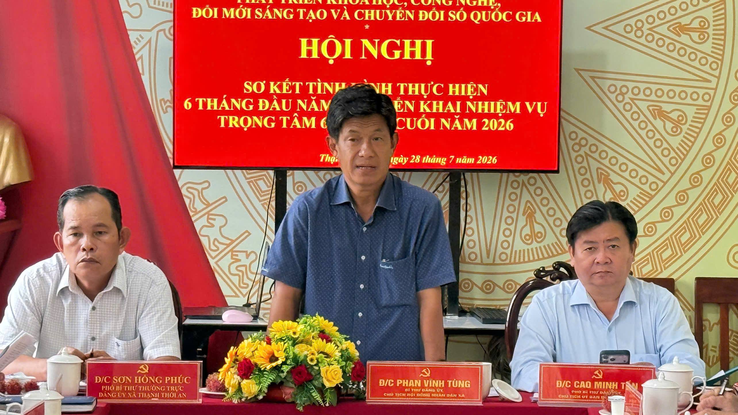XÃ THẠNH THỚI AN SƠ KẾT 6 THÁNG THỰC HIỆN NGHỊ QUYẾT SỐ 57-NQ/TW CỦA BỘ CHÍNH TRỊ VỀ ĐỘT PHÁ, PHÁT TRIỂN KHOA HỌC, CÔNG NGHỆ, ĐỔI MỚI SÁNG TẠO VÀ CHUYỂN ĐỔI SỐ QUỐC GIA 