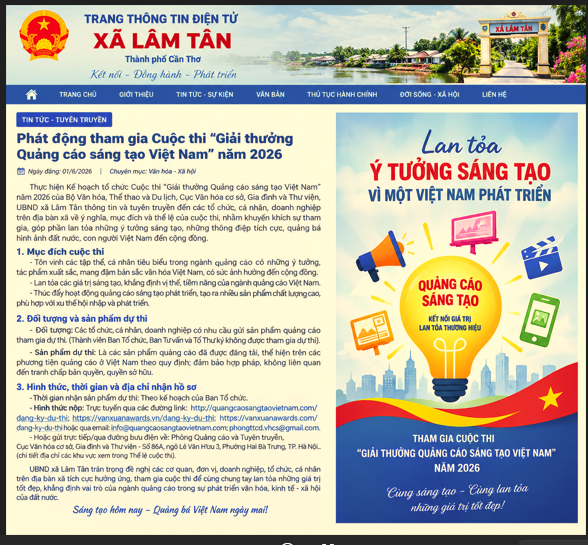 LÂM TÂN TUYÊN TRUYỀN THAM GIA CUỘC THI “GIẢI THƯỞNG QUẢNG CÁO SÁNG TẠO VIỆT NAM” NĂM 2026 