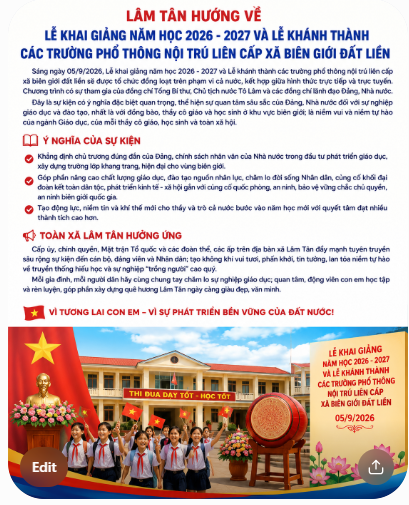 LÂM TÂN HƯỚNG VỀ LỄ KHAI GIẢNG NĂM HỌC 2026 – 2027