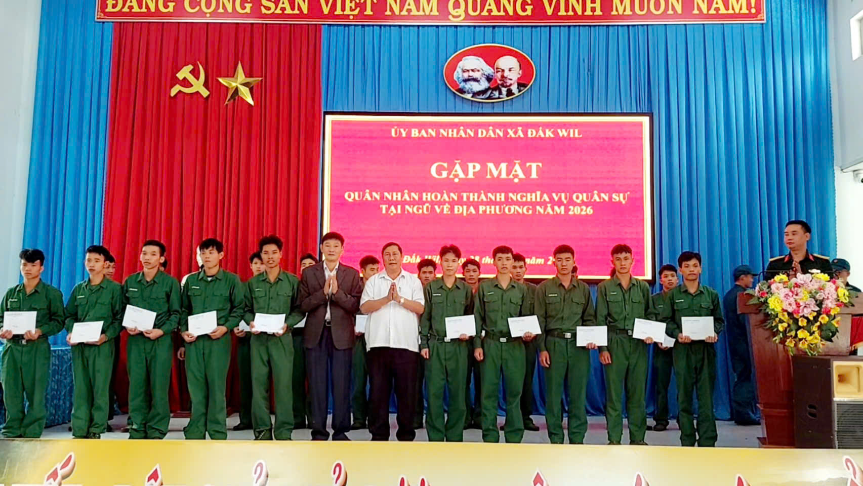 UBND xã Đắk Wil tổ chức gặp mặt quân nhân hoàn thành nghĩa vụ quân sự trở về địa phương năm 2026.