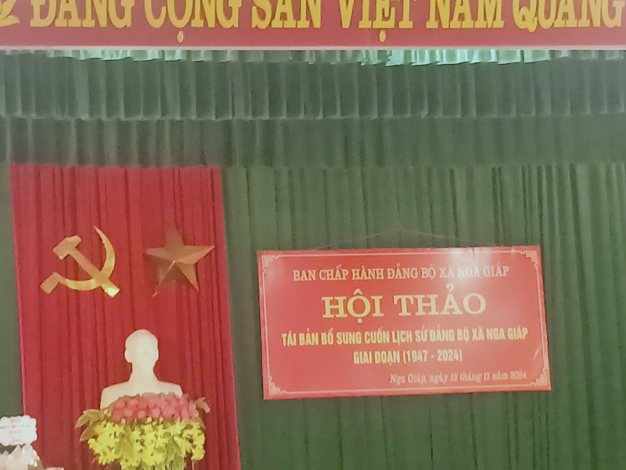 xã Nga Giáp tổ chức hội thảo tái bản bổ sung cuốn lịch sử đảng bộ xã Nga Giáp giai đoạn(1947-2024)