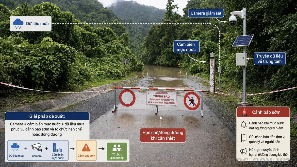 Thí điểm cảnh báo sớm sạt lở, ngập lụt trên đường Hồ Chí Minh nhánh Tây