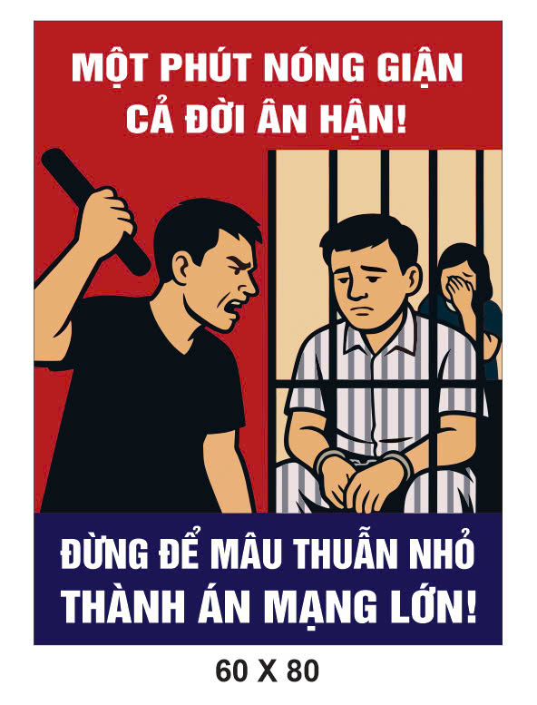 Bài tuyên truyền: “Giết người, cố ý gây thương tích, gây rối trật tự công cộng”.