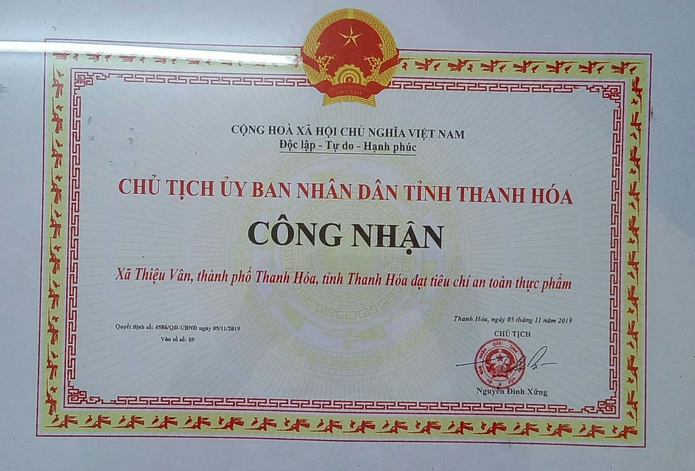 Xã Đạt tiêu chí ATTP.jpg