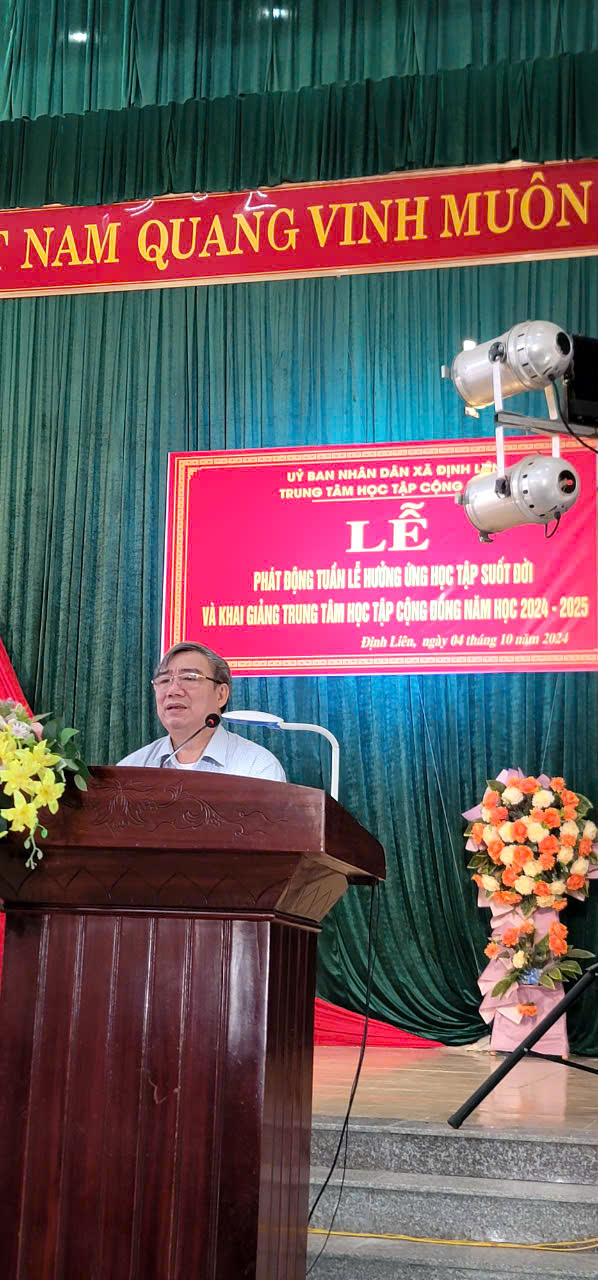 Sáng ngày 04/10/2024 UBND xã Định Liên, Trung tâm học tập cộng đồng Tổ chức Lễ Phát động Hưởng ứng tuần lễ học tập suốt đời và Khai giảng năm học 2024 – 2025.