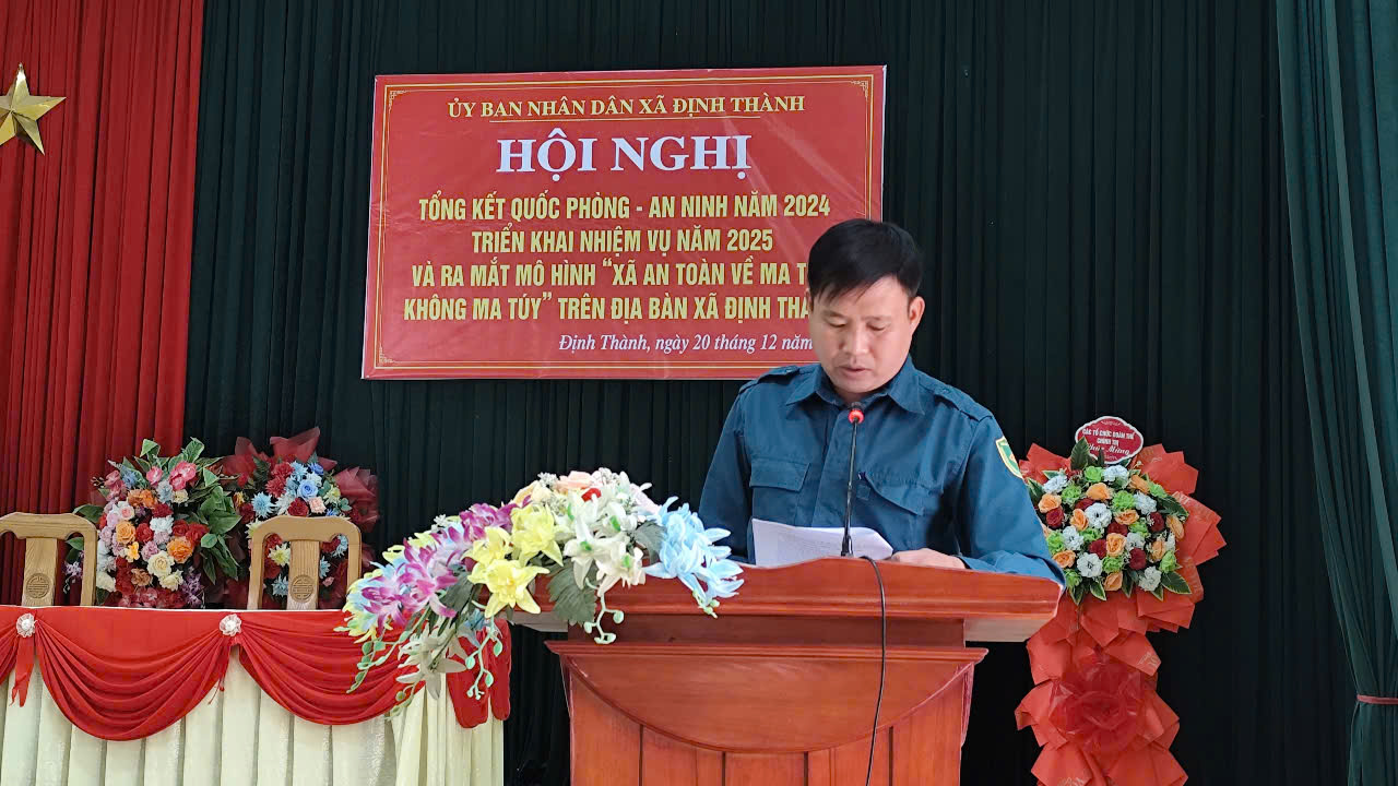 Xã Định Thành tổ chức hội nghị tổng kết công tác Quốc phòng - An ninh năm 2024, triển khai nhiệm vụ năm 2025