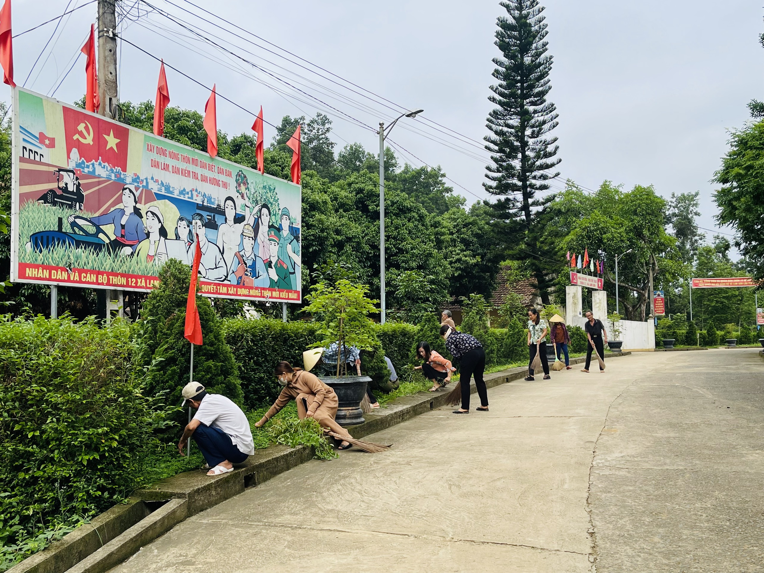 Mô hình trồng và chăm sóc hàng rào xanh xã Lam Sơn