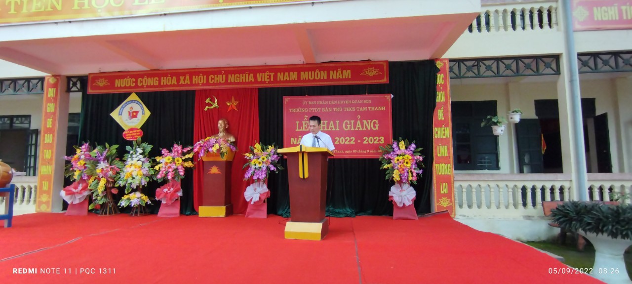 Trường PTDT bán Trú THCS  Tam Thanh, Trường Tiểu học, Trường Mầm Non Tam Thanh tổ chức khai giảng năm học mới 2022-2023
