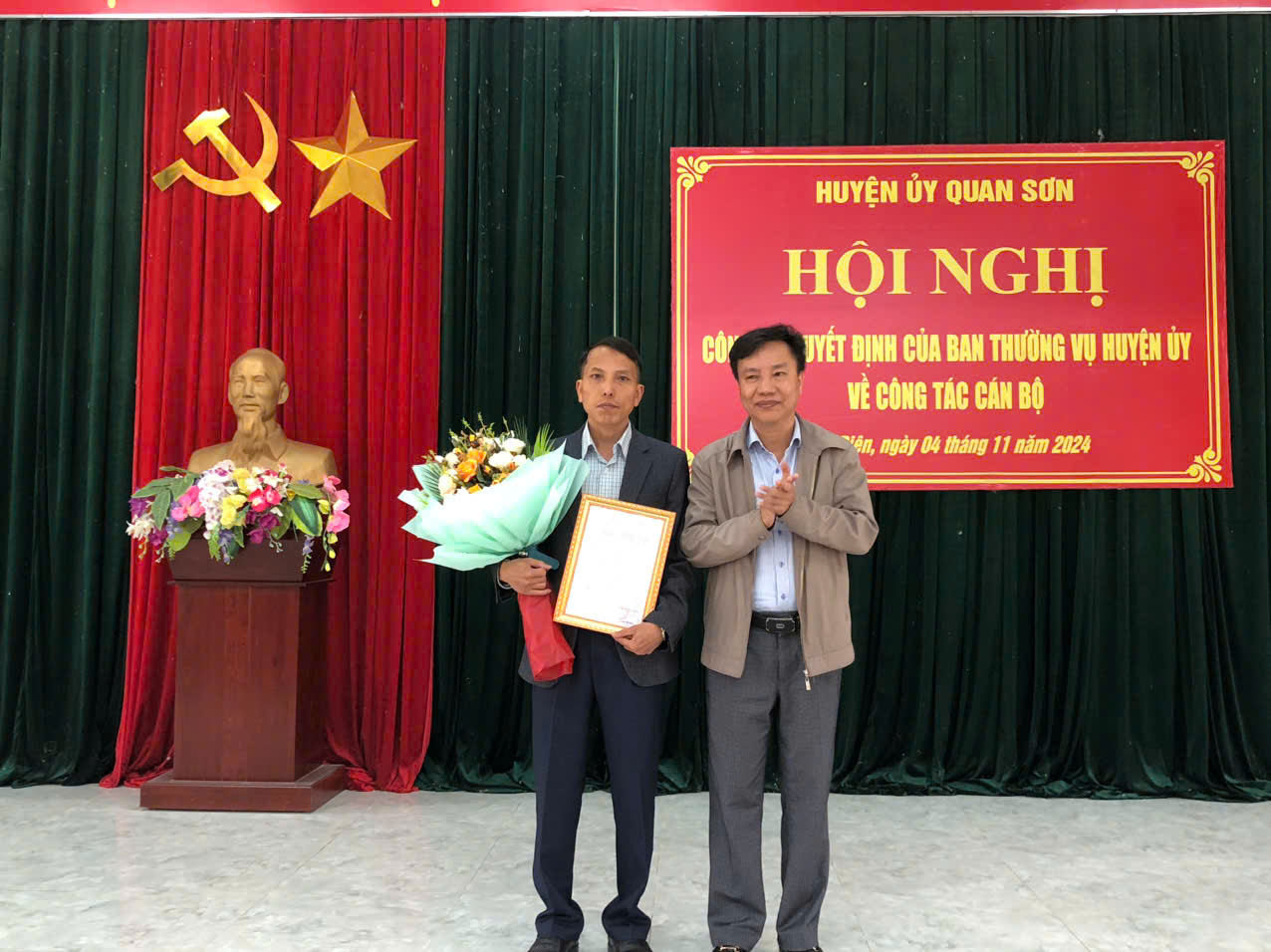 CÔNG BỐ QUYẾT ĐỊNH CỦA BTV HUYỆN UỶ VỀ CÔNG TÁC CÁN BỘ