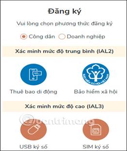 Chọn phương thức đăng ký 