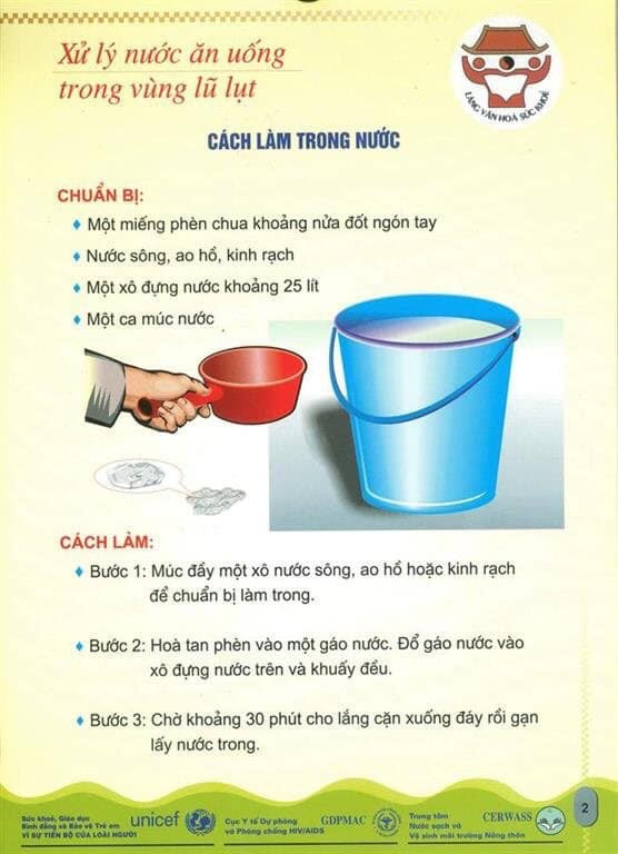 Các bước xử lý nước sinh hoạt cho hộ gia đình trong mùa lũ