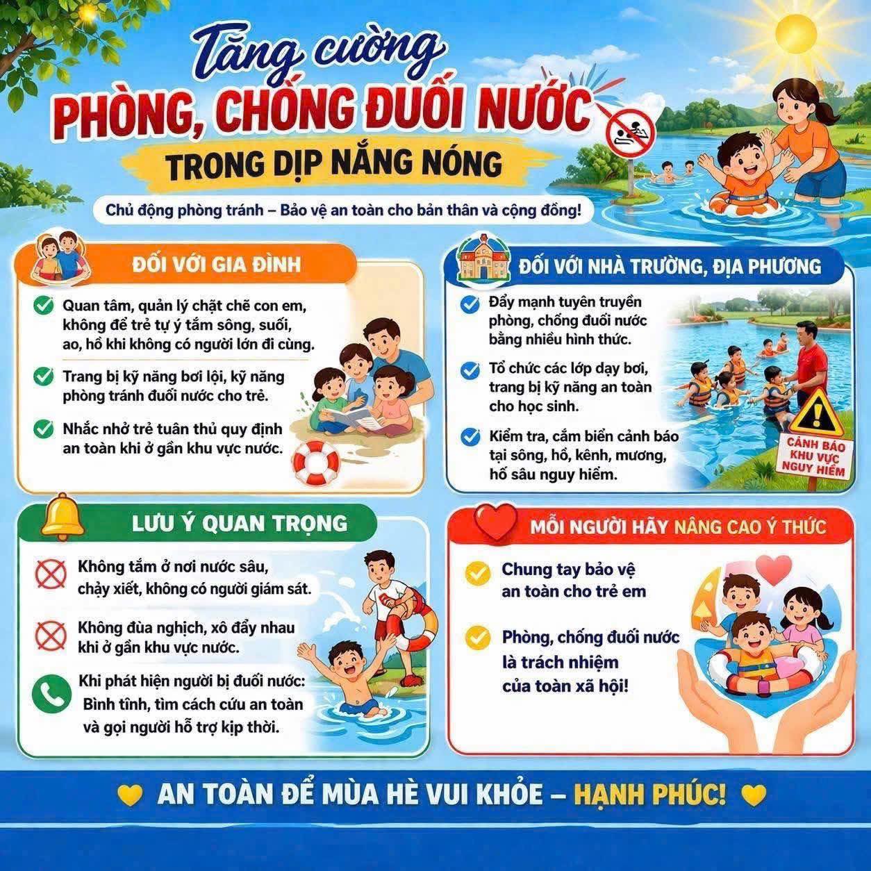 Tăng cường công tác phòng chống tai nạn đuối nước cho trẻ em trên địa bàn