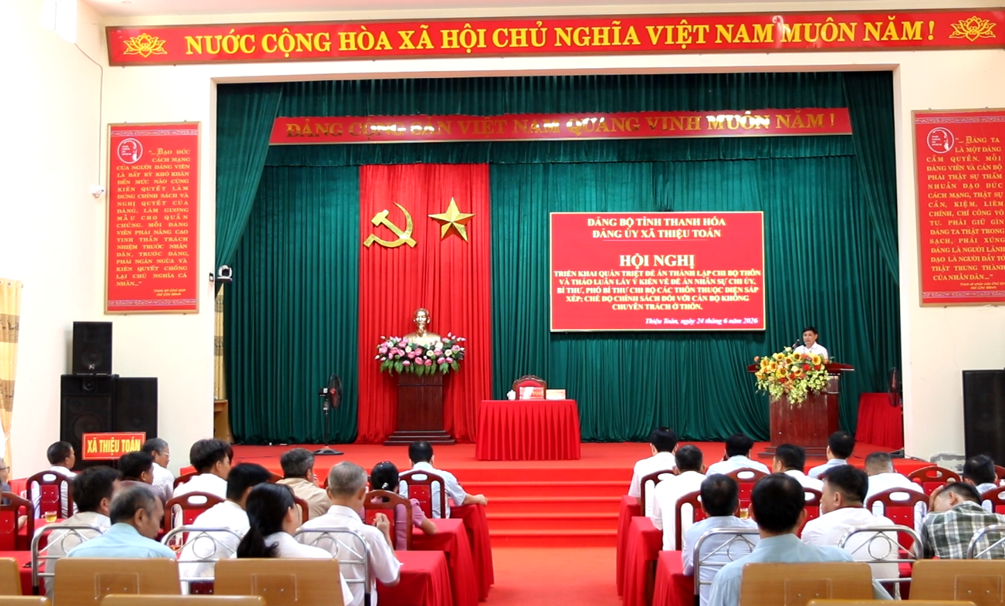Xã Thiệu Toán tổ chức hội nghị quán triệt Đề án thành lập chi bộ thôn, lấy ý kiến về công tác nhân sự và chế độ đối với cán bộ không chuyên trách ở thôn