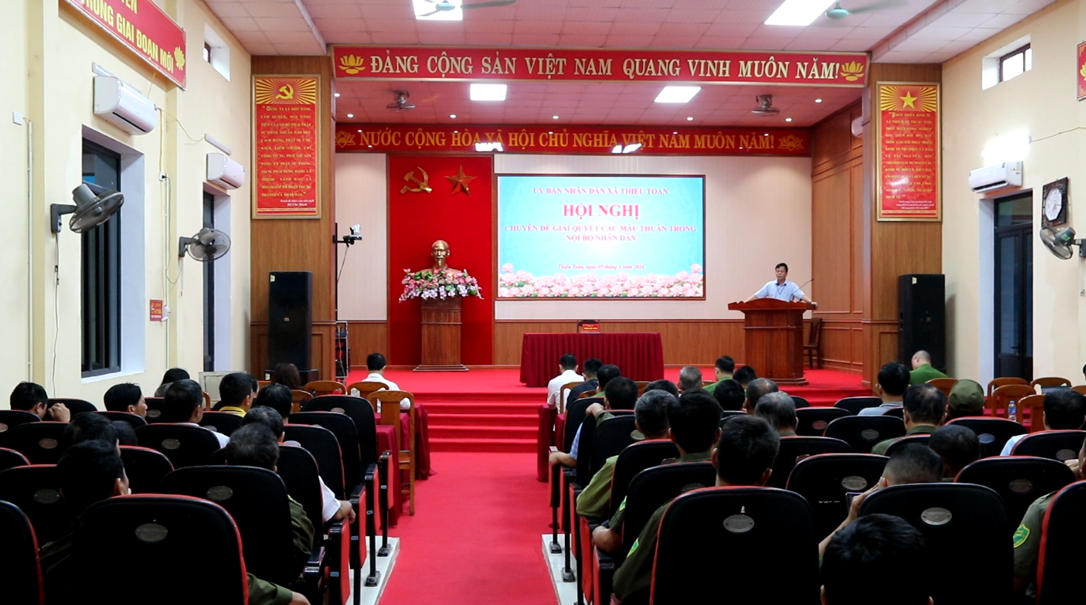 UBND xã Thiệu Toán tổ chức hội nghị chuyên đề phòng ngừa, giải quyết mâu thuẫn trong nội bộ nhân dân
