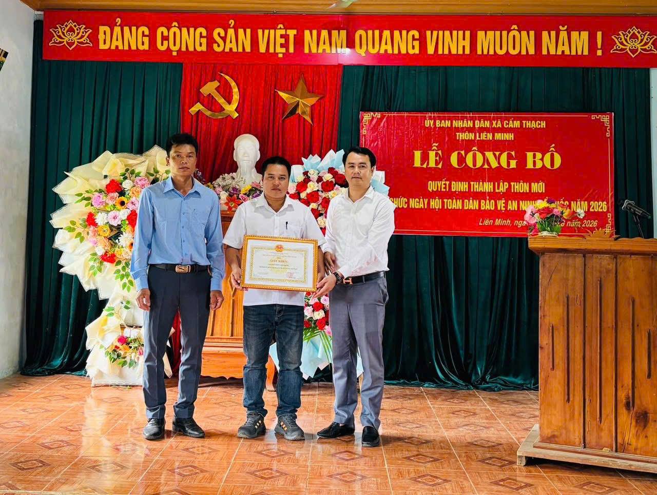 Thôn Liên Minh công bố quyết định thành lập thôn, kiện toàn nhân sự và tổ chức Ngày hội Toàn dân bảo vệ an ninh Tổ quốc năm 2026