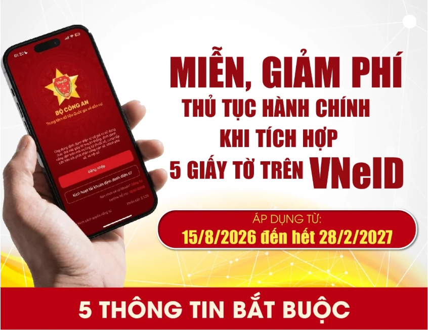 Tích hợp 5 nhóm thông tin trên VNeID để được hưởng chính sách miễn, giảm phí, lệ phí