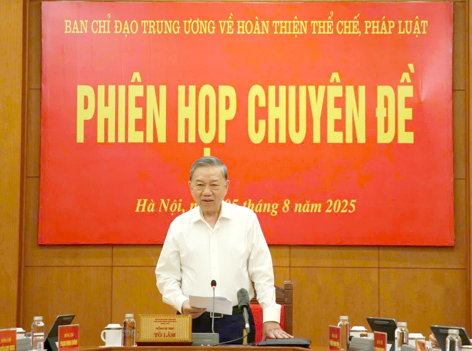 Tổng Bí thư Tô Lâm chủ trì Phiên họp chuyên đề Ban Chỉ đạo Trung ương về hoàn thiện thể chế, pháp luật