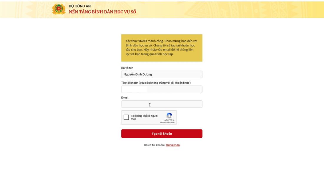 dang nhap email