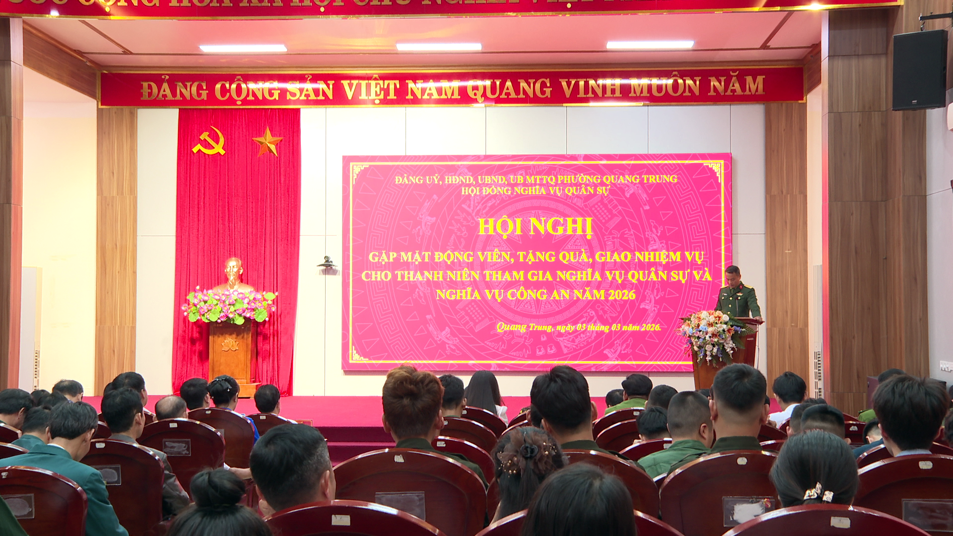 Phường Quang Trung: gặp mặt, động viên thanh niên tham gia nghĩa vụ Quân sự và nghĩa vụ Công an năm 2026