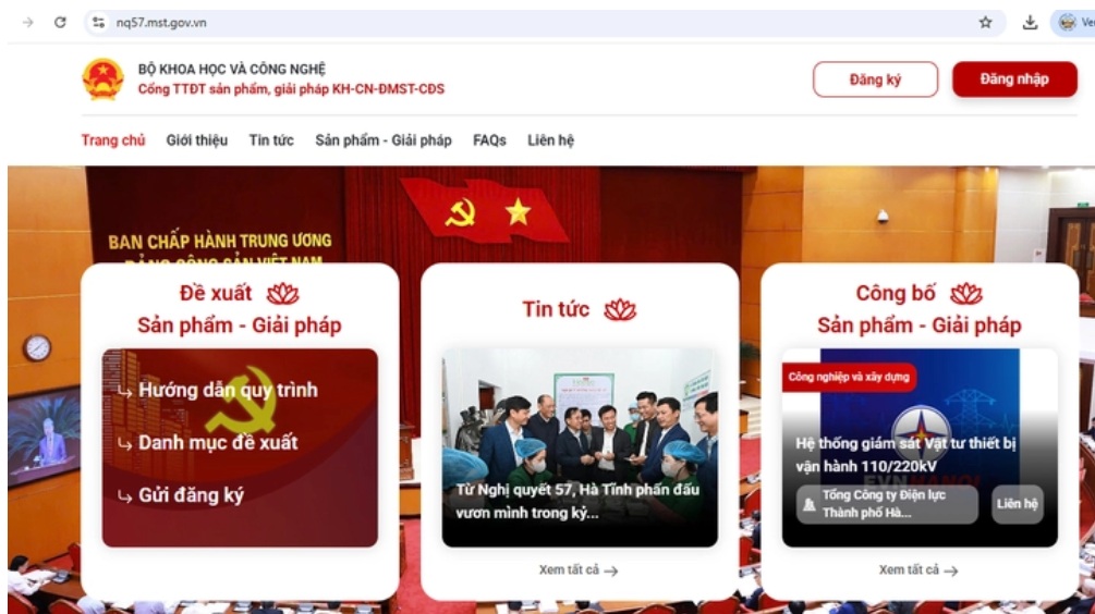 Cổng Nghị quyết 57 - Nền tảng số kết nối sản phẩm, giải pháp khoa học công nghệ thúc đẩy đổi mới sáng tạo quốc gia