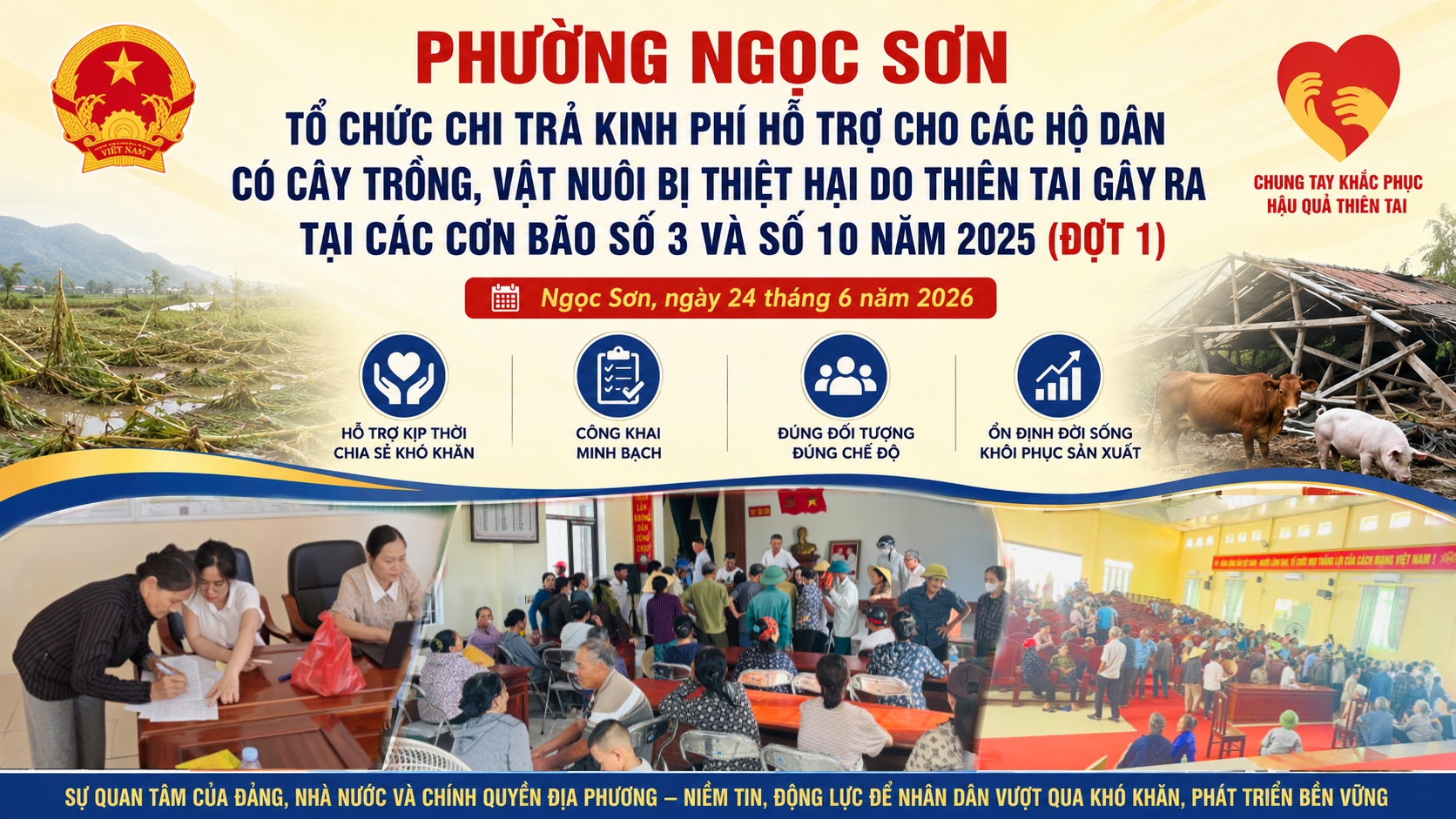 PHƯỜNG NGỌC SƠN TỔ CHỨC CHI TRẢ KINH PHÍ HỖ TRỢ CHO CÁC HỘ DÂN CÓ CÂY TRỒNG, VẬT NUÔI BỊ THIỆT HẠI DO THIÊN TAI GÂY RA TẠI CÁC CƠN BÃO SỐ 3 VÀ SỐ 10 NĂM 2025 (ĐỢT 1)