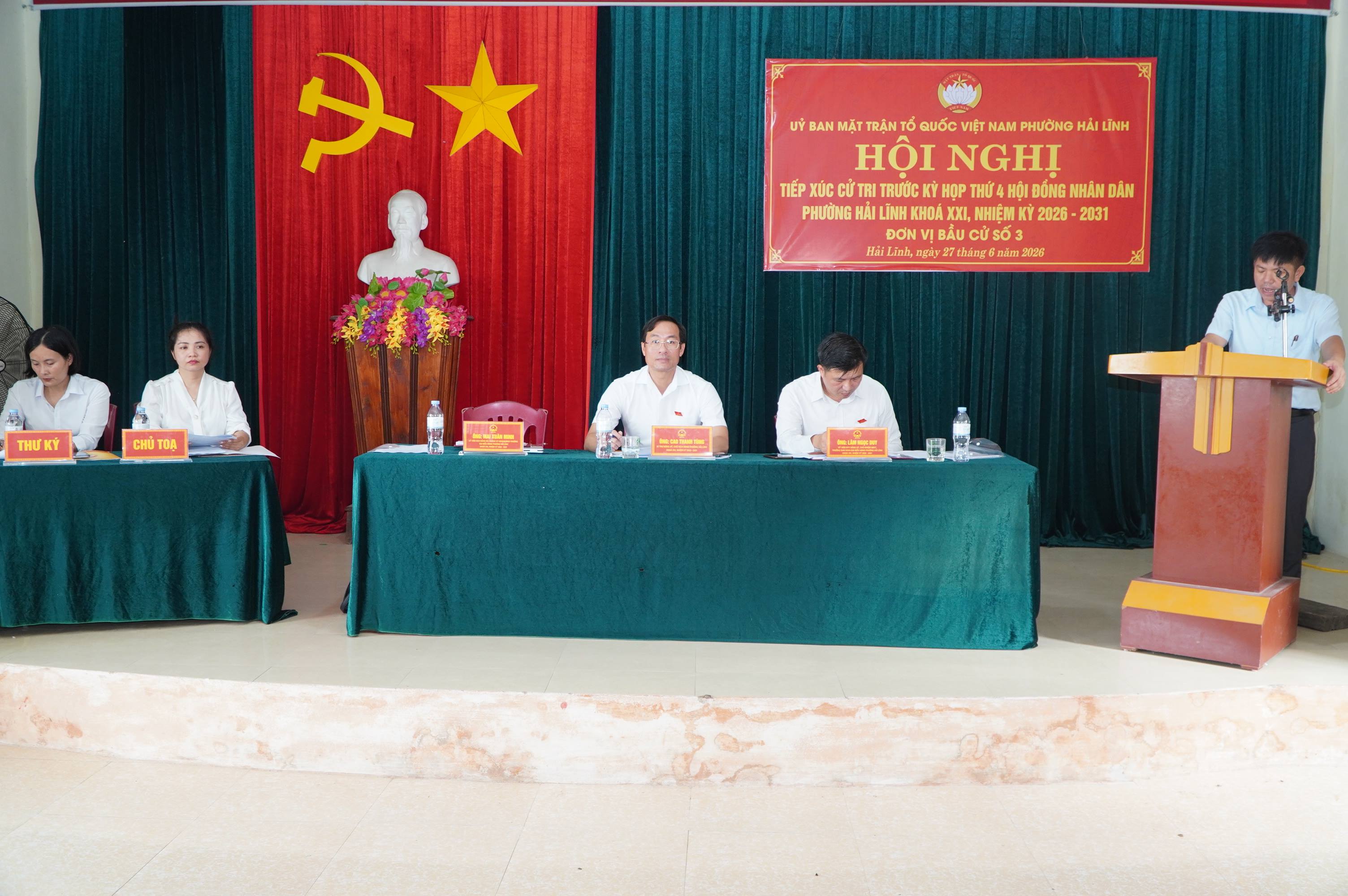 TỔ ĐẠI BIỂU HĐND PHƯỜNG HẢI LĨNH SỐ 3 TIẾP XÚC CỬ TRI TRƯỚC KỲ HỌP THƯỜNG LỆ GIỮA NĂM 2026