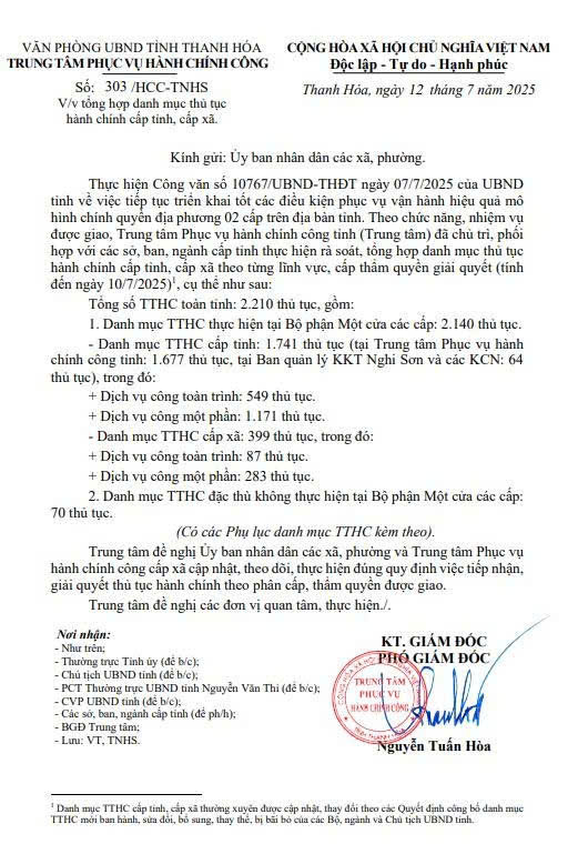 DANH MỤC 399 THỦ TỤC HÀNH CHÍNH CẤP XÃ