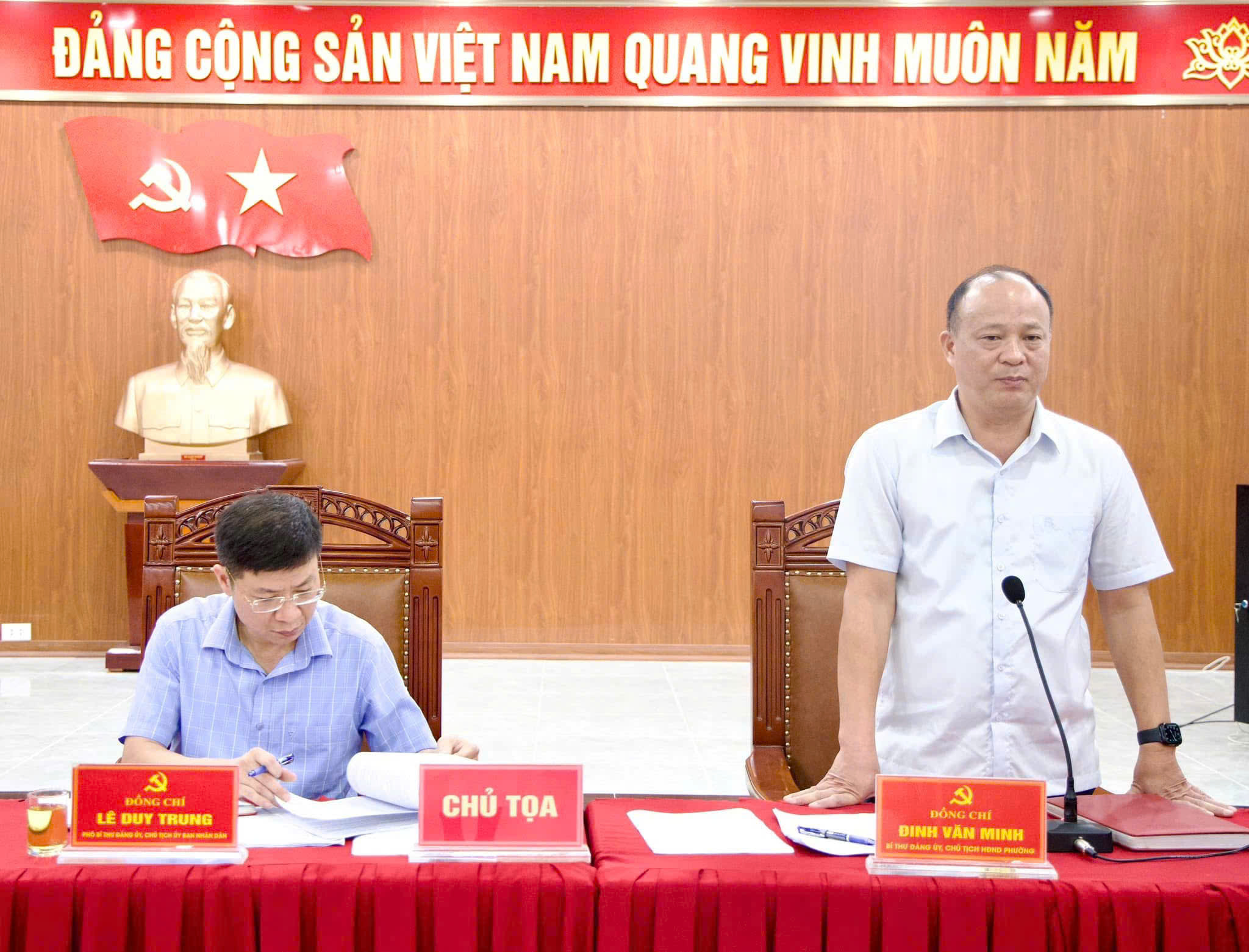 THƯỜNG TRỰC ĐẢNG UỶ PHƯỜNG ĐÀO DUY TỪ TỔ CHỨC HỘI NGHỊ GIAO BAN BAN CHỈ ĐẠO GIẢI PHÓNG MẶT BẰNG, HỖ TRỢ VÀ TÁI ĐỊNH CƯ CÁC DỰ ÁN TRÊN ĐỊA BÀN