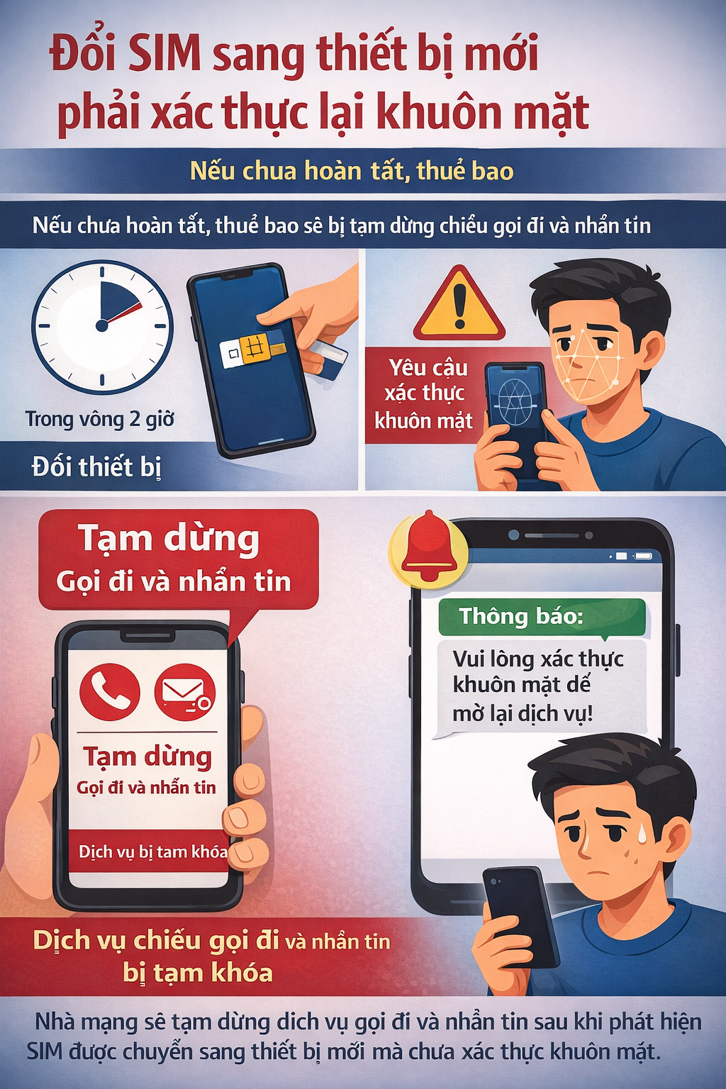 Đổi SIM sang điện thoại mới phải xác thực khuôn mặt