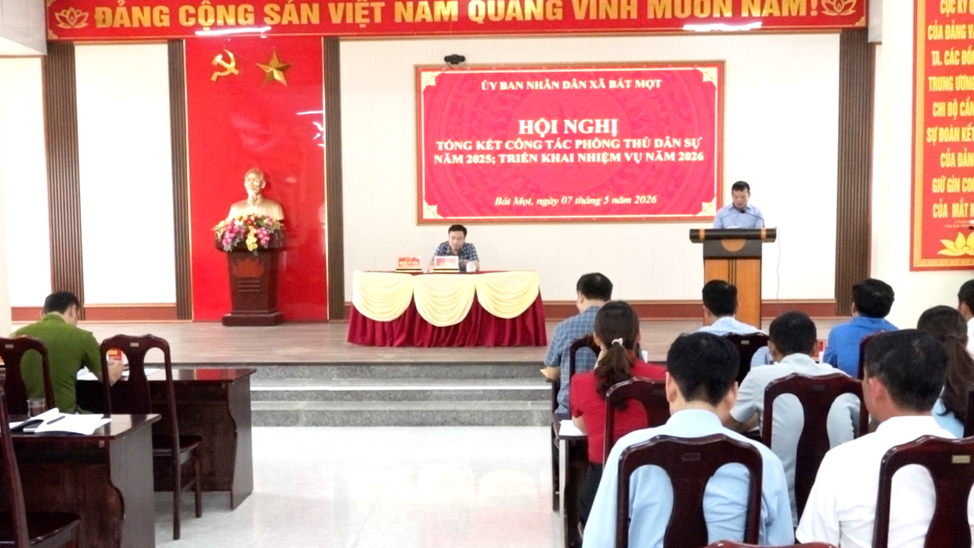 Uỷ ban nhân dân xã bát mọt tổ chức hội nghị tổng kết công tác phòng thủ dân sự năm 2025 và triển khai nhiệm vụ năm 2026.