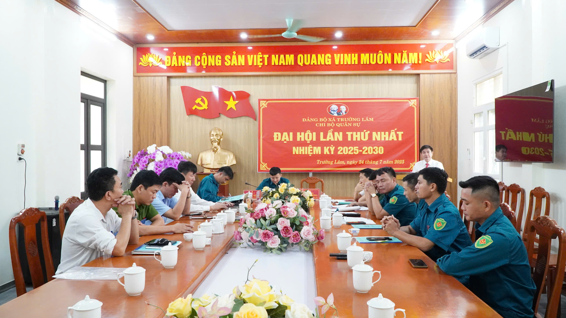 ĐẠI HỘI CHI BỘ QUÂN SỰ XÃ TRƯỜNG LÂM NHIỆM KỲ 2025 – 2030 THÀNH CÔNG TỐT ĐẸP