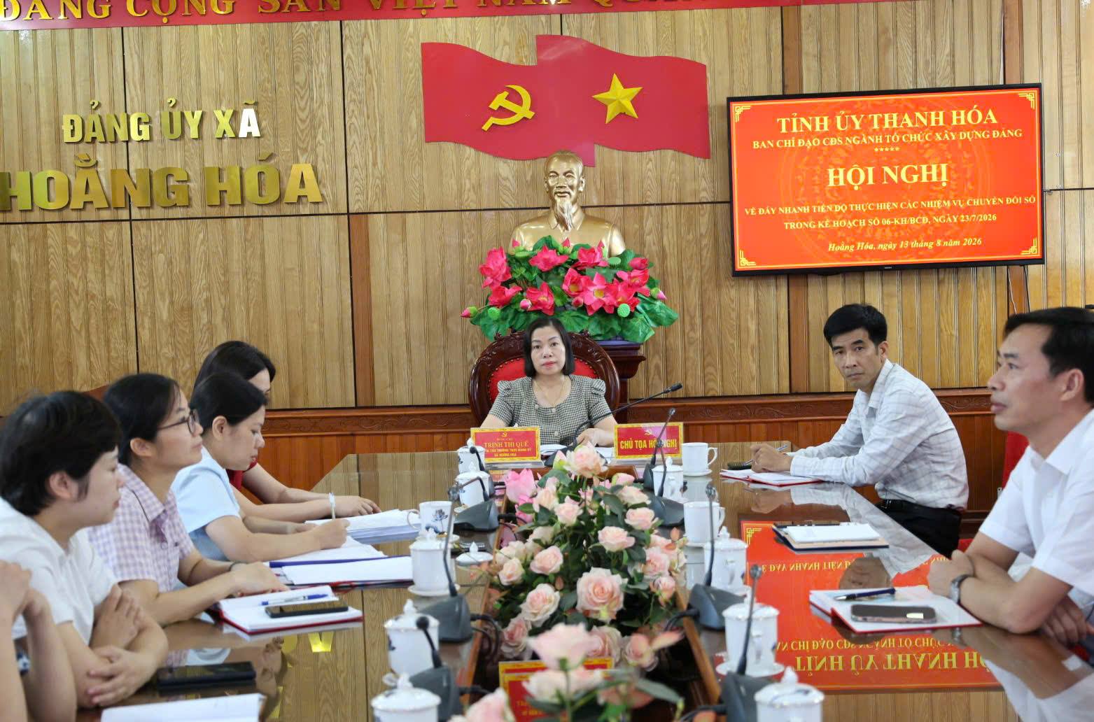 XÃ HOẰNG HOÁ THAM DỰ HỘI NGHỊ TRỰC TUYẾN ĐẨY NHANH TIẾN ĐỘ THỰC HIỆN CÁC NHIỆM VỤ CHUYỂN ĐỔI SỐ TRONG KẾ HOẠCH SỐ 06-KH/BCĐ