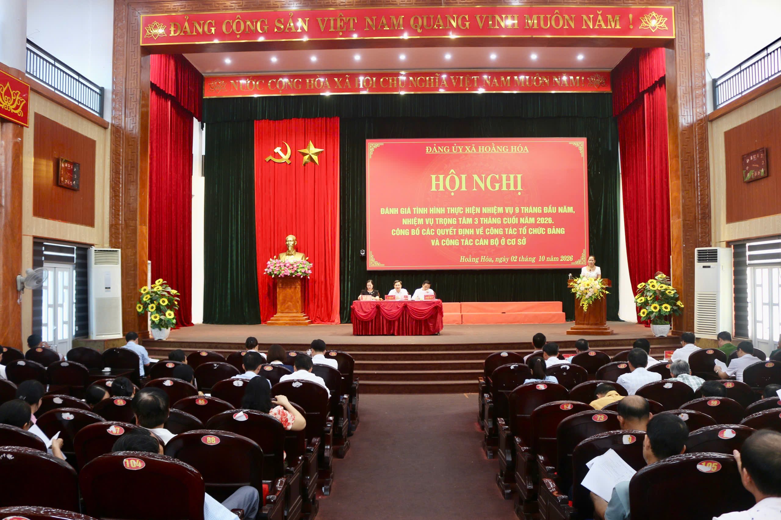 XÃ HOẰNG HÓA TẬP TRUNG HOÀN THÀNH CÁC NHIỆM VỤ TRỌNG TÂM 3 THÁNG CUỐI NĂM 2026