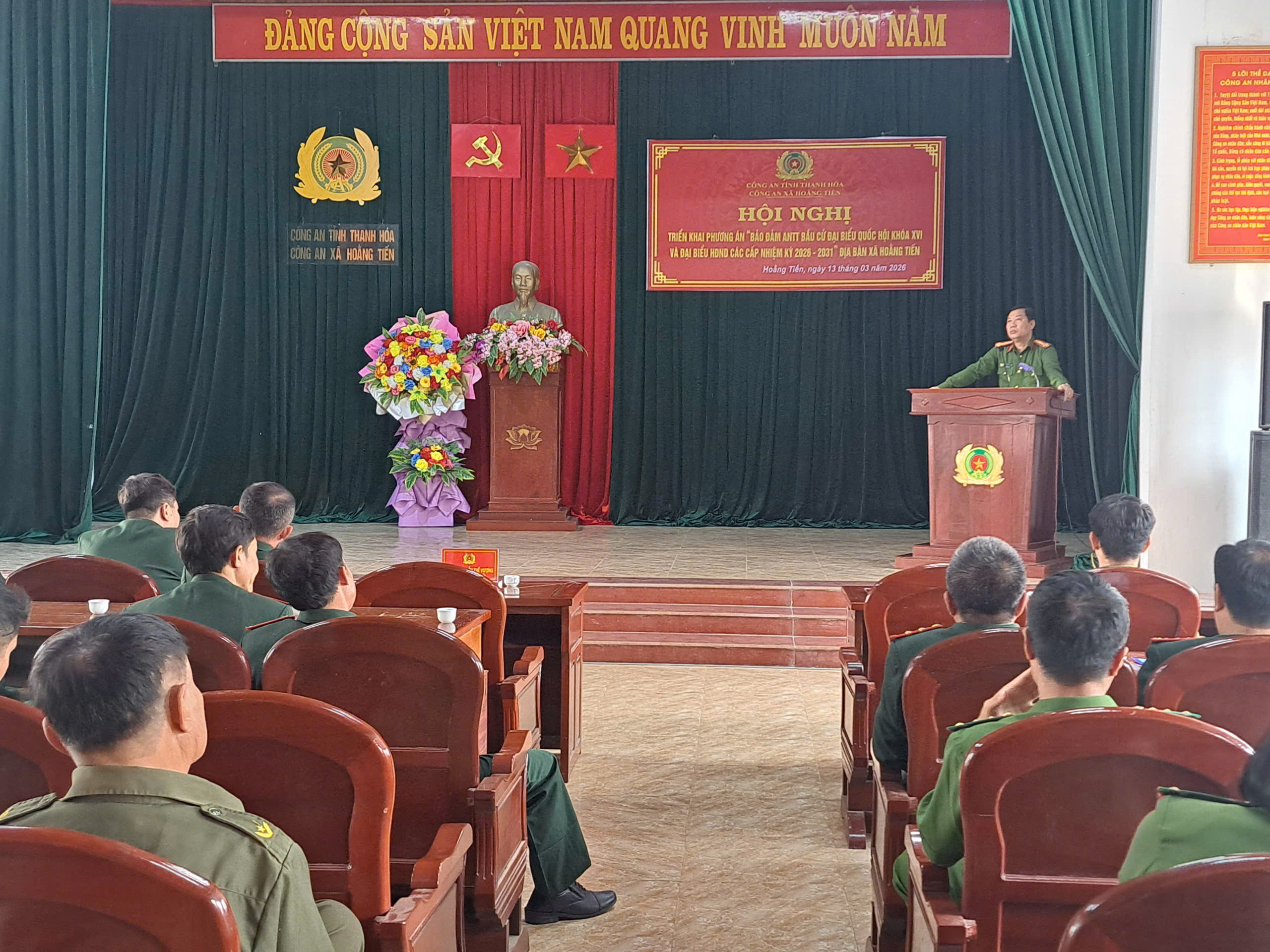 CÔNG AN XÃ HOẰNG TIẾN SẴN SÀNG BẢO ĐẢM AN TOÀN GIAO THÔNG CHO NGÀY BẦU CỬ 15/3