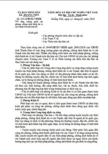 Hoằng Tiến chủ động phòng, chống vi rút Nipah