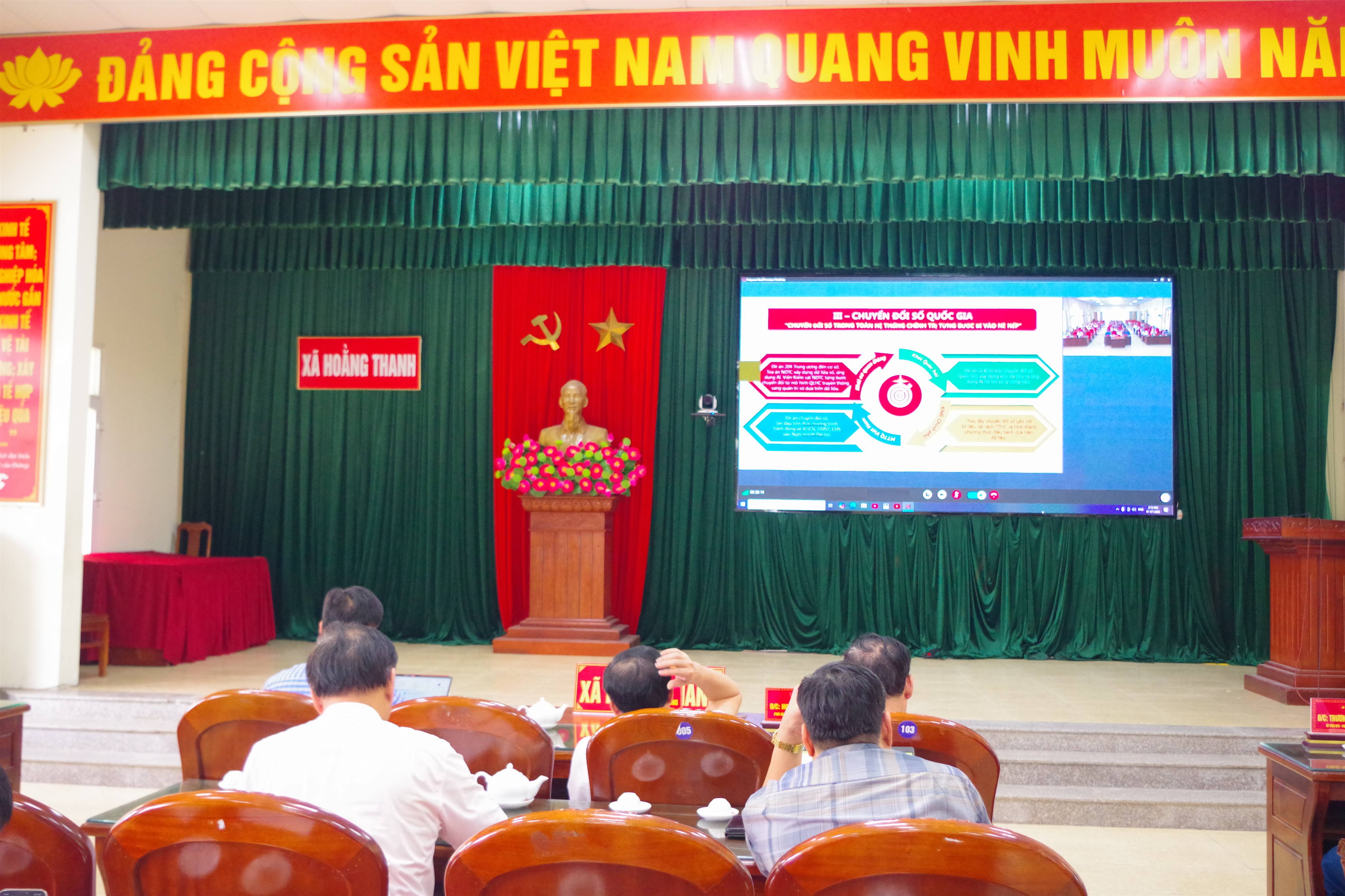 HOẰNG THANH THAM DỰ HỘI NGHỊ TRỰC TUYẾN TOÀN QUỐC SƠ KẾT 1 NĂM 6 THÁNG TRIỂN KHAI THỰC HIỆN NGHỊ QUYẾT SỐ 57-NQ/TW CỦA BỘ CHÍNH TRỊ 