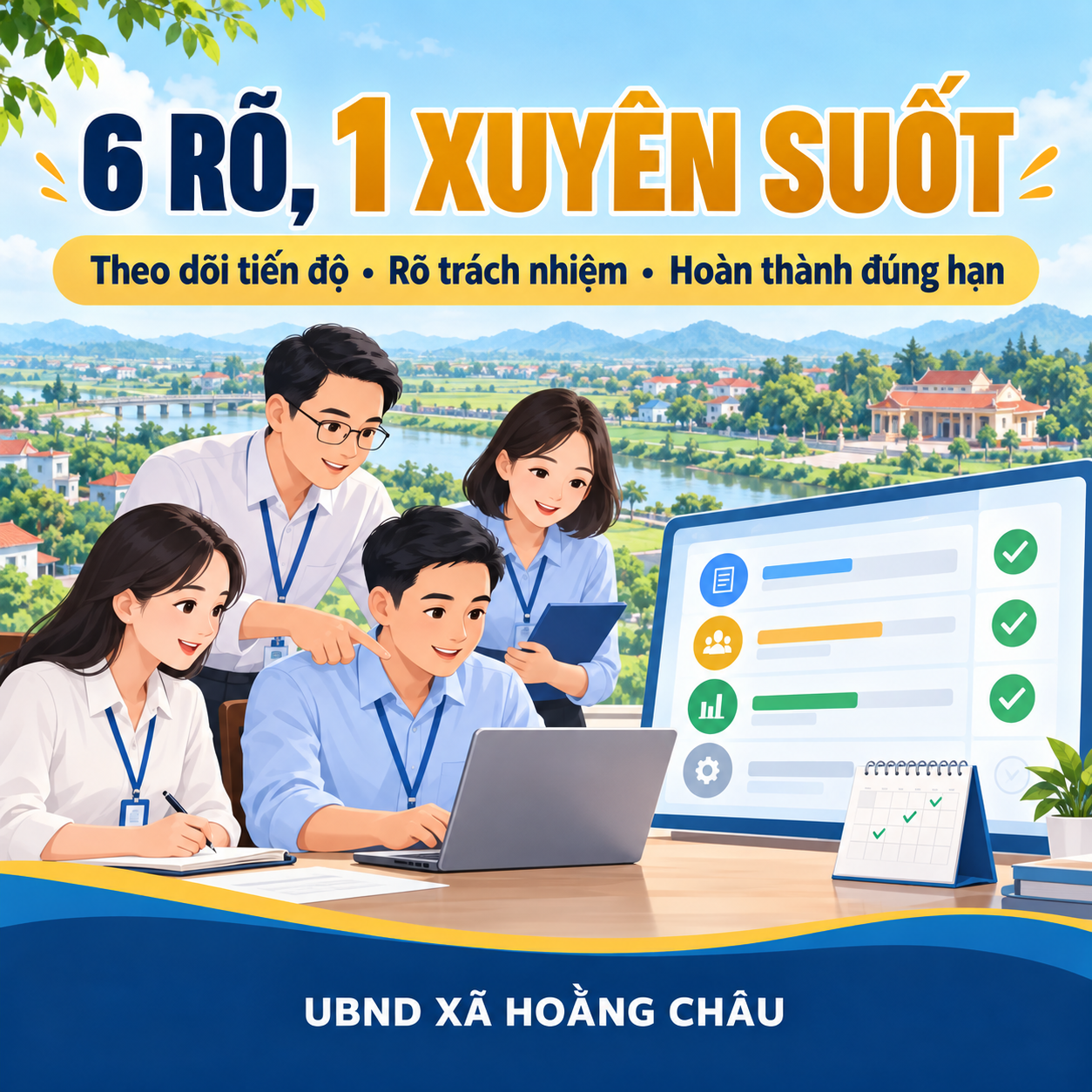 Công văn số 1878 của UBND xã Hoằng Châu về việc triển khai Phần mềm nội bộ theo dõi, báo cáo tiến độ thực hiện nhiệm vụ của UBND tỉnh