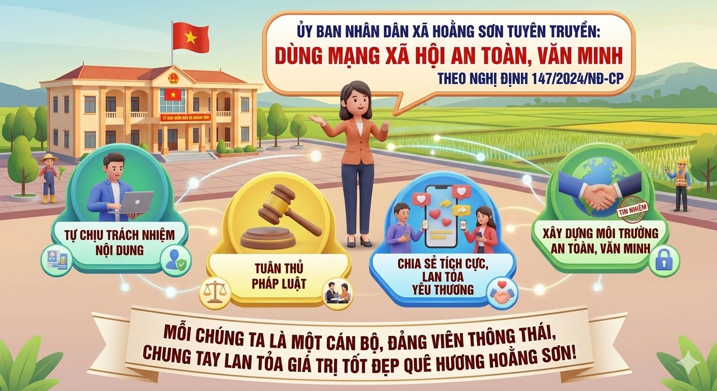 Xã Hoăng Sơn tăng cường quản lý, sử dụng trang thông tin điện tử, mạng xã hội và hoạt động thông tin tuyên truyền trên không gian mạng .
