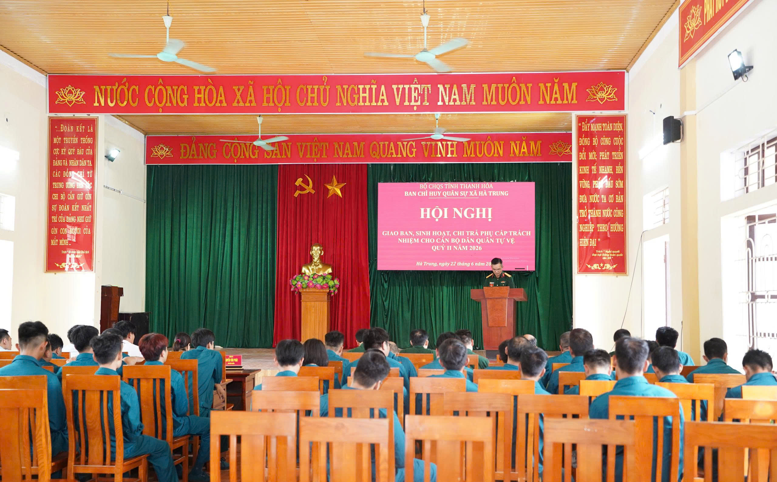 Ban chỉ huy quân sự xã Hà Trung đánh giá nhiệm vụ Quân sự Quốc phòng Quý II, triển khai nhiệm vụ qúy III  năm 2026