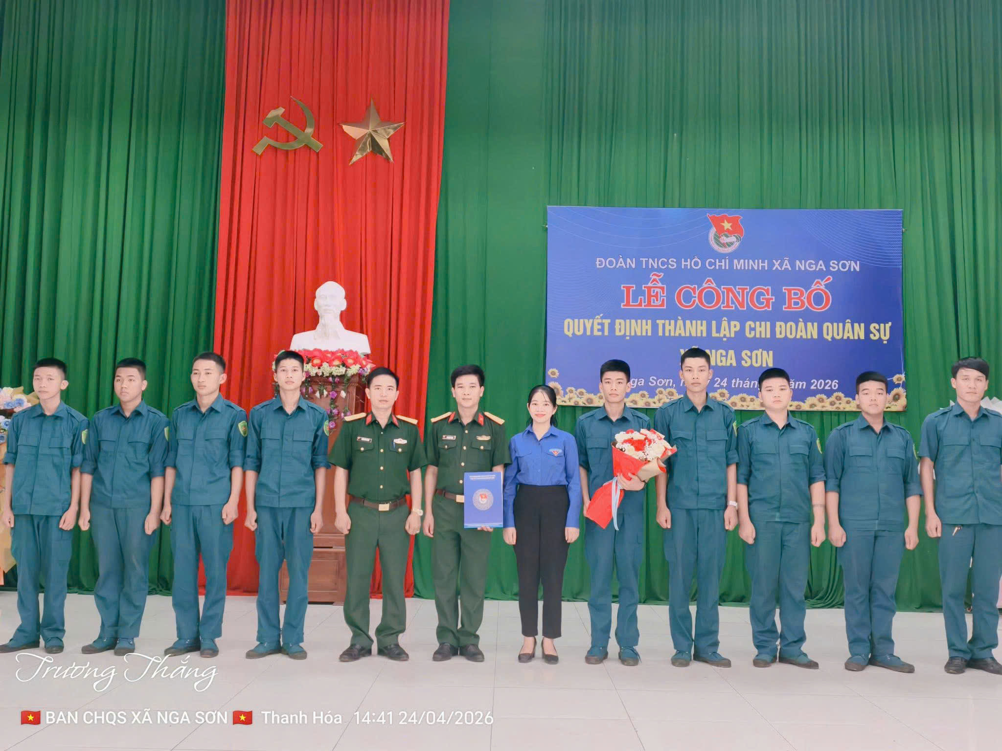 TỔ CHỨC LỄ CÔNG BỐ, TRAO QUYẾT ĐỊNH THÀNH LẬP CHI ĐOÀN QUÂN SỰ XÃ NGA SƠN
