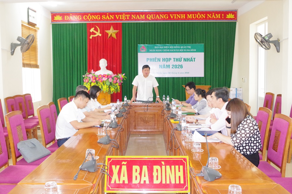 Ban đại diện HĐQT NHCSXH xã Ba Đình đánh giá kết quả hoạt động quý I, triển khai phương hướng, nhiệm vụ trọng tâm quý II năm 2026